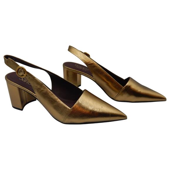 Franco Sarto Trista Pointed Toe Block Heels Slingback Pumps Bronze Size 10M - Picture 3 of 10